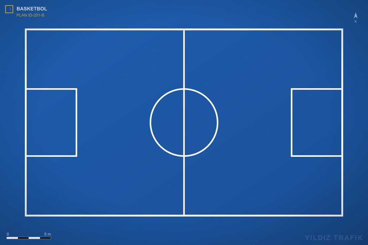 Okul bahçesinde akrilik boya ile basketbol sahası çizgilerinin uygulanması