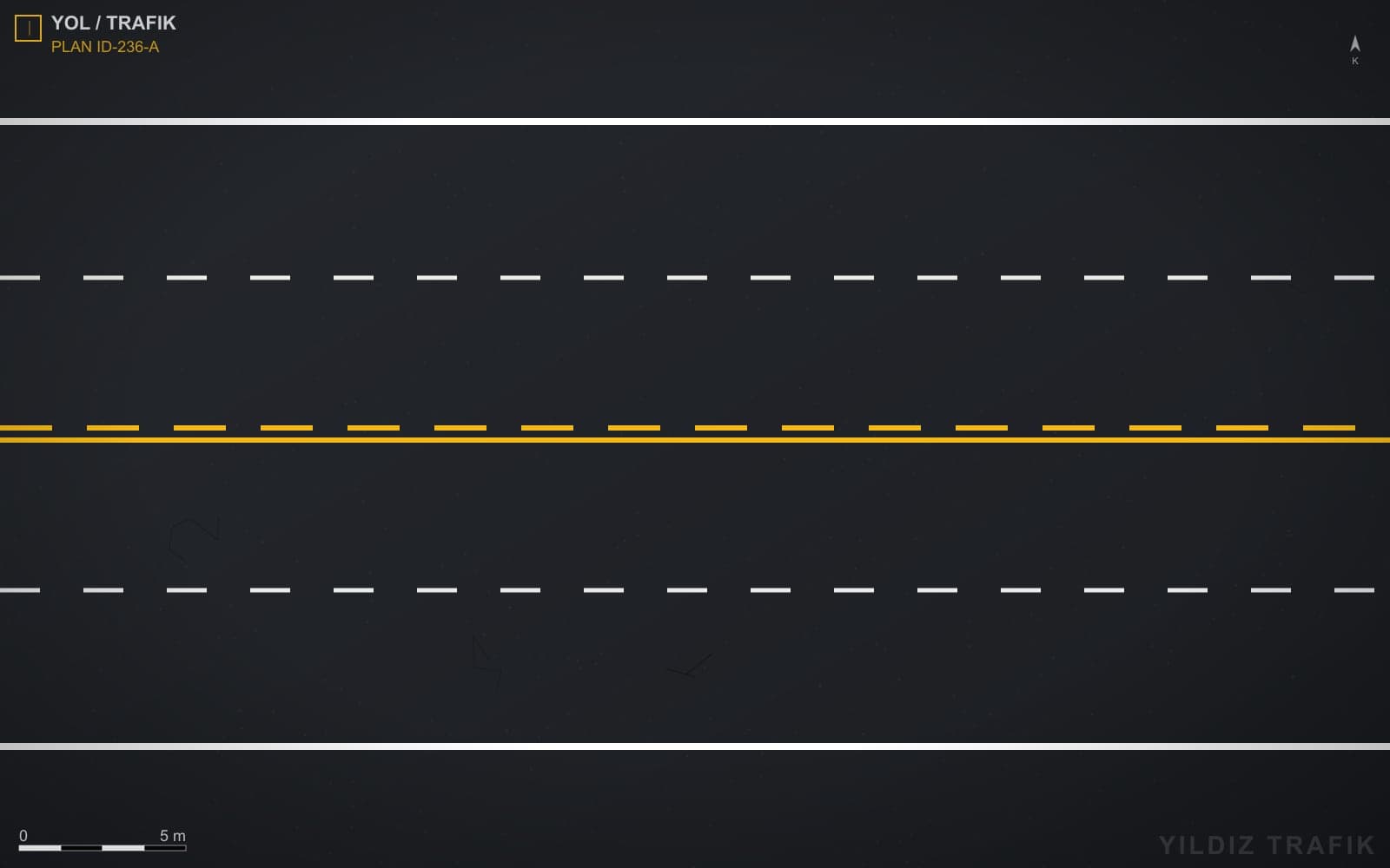 Asfalt yol üzerinde yeni boyanmış reflektif şerit çizgisi ve yaya geçidi işaretlemesi